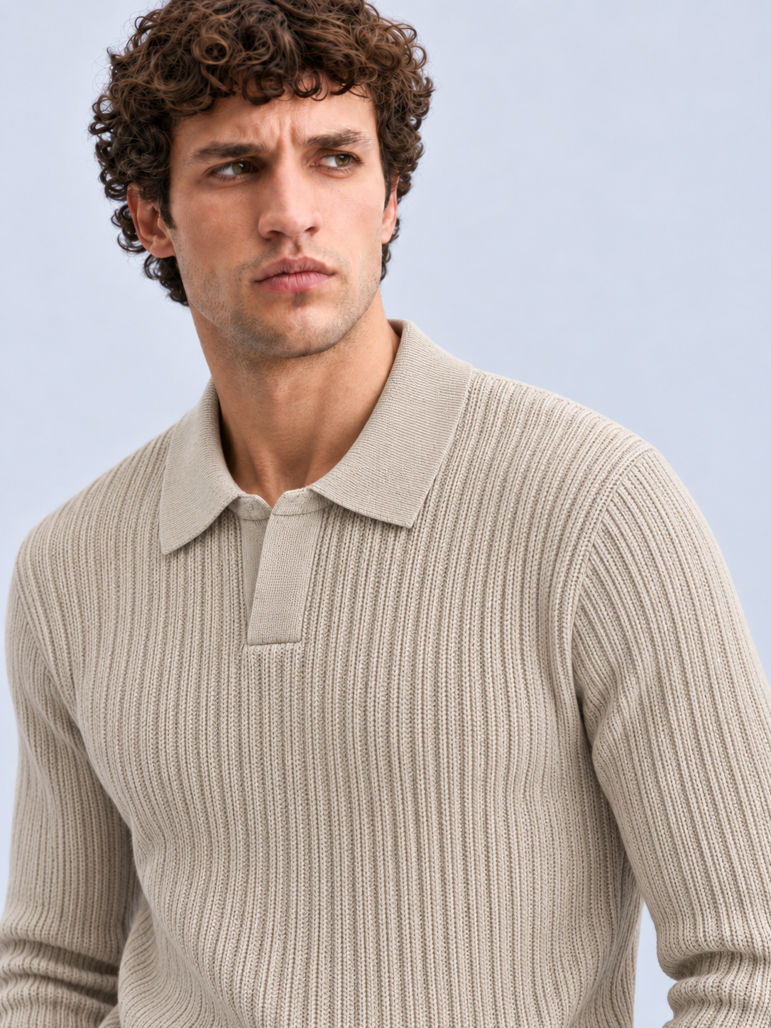 Fitilli Polo Yaka Triko Kazak – bej